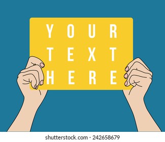 Hands holding blank banner, vector format