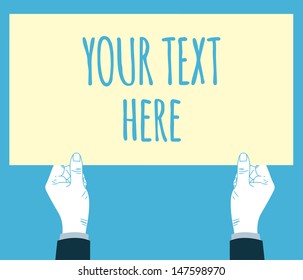 hands holding blank board