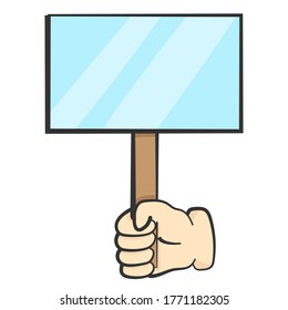 hands holding a blank board. Vector illustration background text template