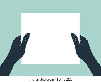 Hands Holding Blank Paper