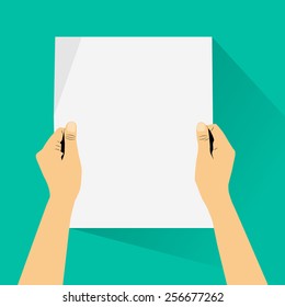 hands holding blank paper