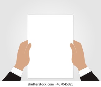 Hands holding blank paper