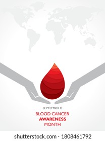 Hands holding blood drop vector illustration for Blood Cancer Awareness Month observed in September