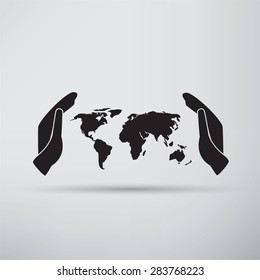 Hands holding a blue earth