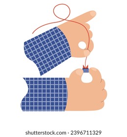 Hands holding a blue gift box. Vector illustration on a white background. Concept for gifts, Christmas, New Year, holidays, birthday.