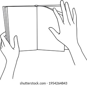 Hands Holding Book Bookish Line Art Stock Vector Royalty Free