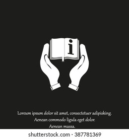 hands holding book catalog vector icon