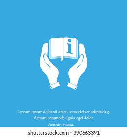 hands holding book catalog vector icon