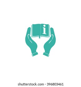 hands holding book catalog vector icon