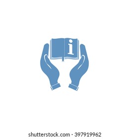 hands holding book catalog vector icon