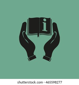 Hands holding book catalog vector icon
