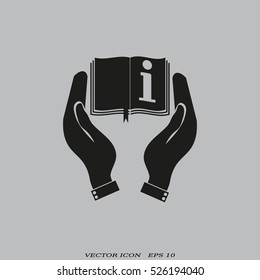 Hands holding book catalog vector icon