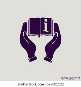 Hands holding book catalog vector icon