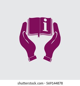 Hands holding book catalog vector icon