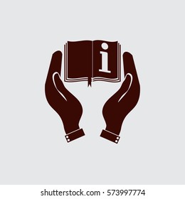 Hands holding book catalog vector icon