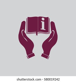 Hands holding book catalog vector icon