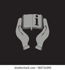 Hands holding book catalog vector icon