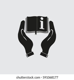 Hands holding book catalog vector icon