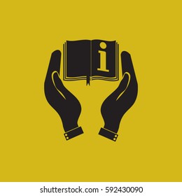 Hands holding book catalog vector icon
