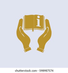 Hands holding book catalog vector icon