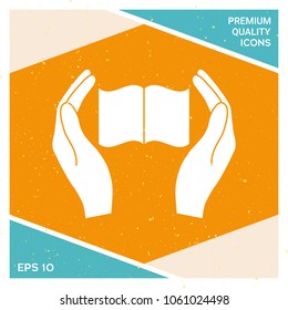 Hands holding book- protection icon