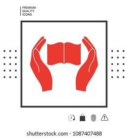 Hands holding book- protection icon