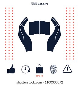 Hands holding book- protection icon