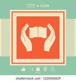 Hands holding book- protection icon