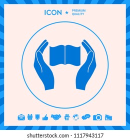 Hands holding book- protection icon