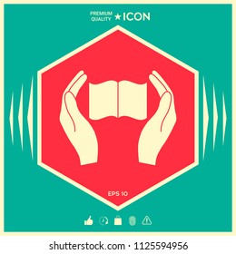 Hands holding book- protection icon