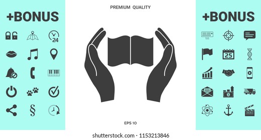 Hands holding book- protection icon