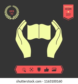 Hands holding book- protection icon