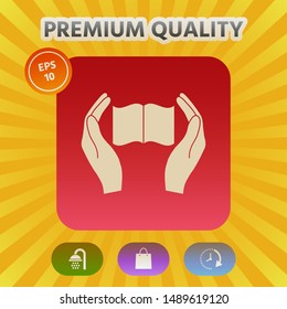 Hands holding book- protection icon. Graphic elements for your design