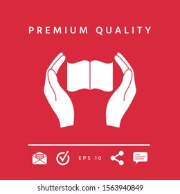 Hands holding book- protection icon. Graphic elements for your design