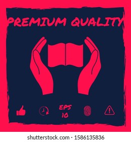 Hands holding book- protection icon. Graphic elements for your design