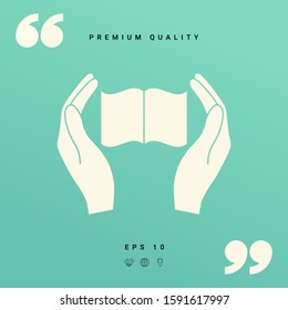 Hands holding book- protection icon. Graphic elements for your design