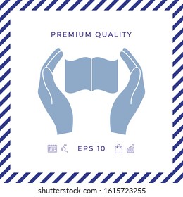Hands holding book- protection icon. Graphic elements for your design