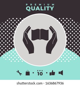 Hands holding book- protection icon. Graphic elements for your design
