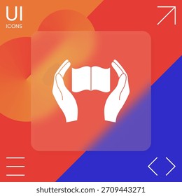Hands holding book- protection icon