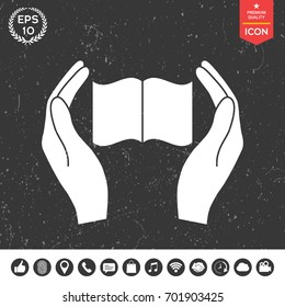 Hands holding book- protection icon