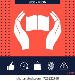 Hands holding book- protection icon