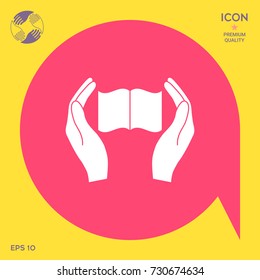 Hands holding book- protection icon