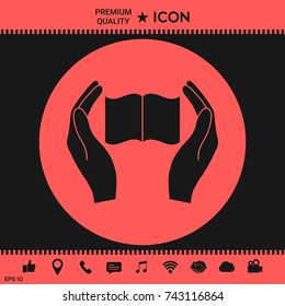 Hands holding book- protection icon