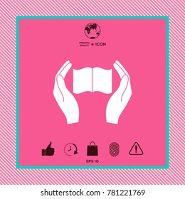 Hands holding book- protection icon