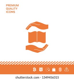 Hands holding book- protection symbol. Graphic elements for your design