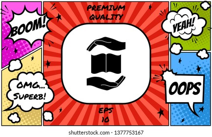 Hands holding book- protection symbol. Graphic elements for your design