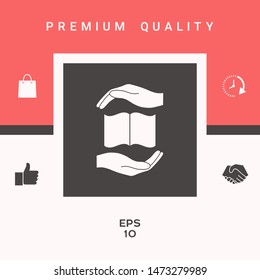 Hands holding book- protection symbol. Graphic elements for your design