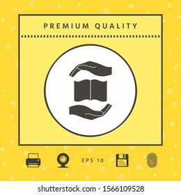 Hands holding book- protection symbol. Graphic elements for your design