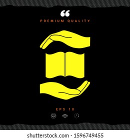 Hands holding book- protection symbol. Graphic elements for your design