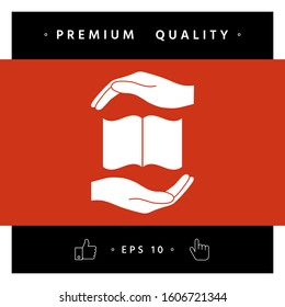 Hands holding book- protection symbol. Graphic elements for your design